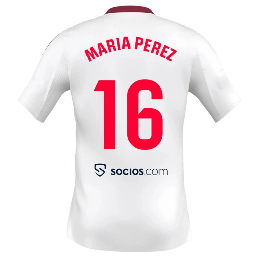 Danxen Hombre Camiseta María Pérez Rabaza #16 Blanco Rojo 1ª Equipación 2025/26 La Camisa