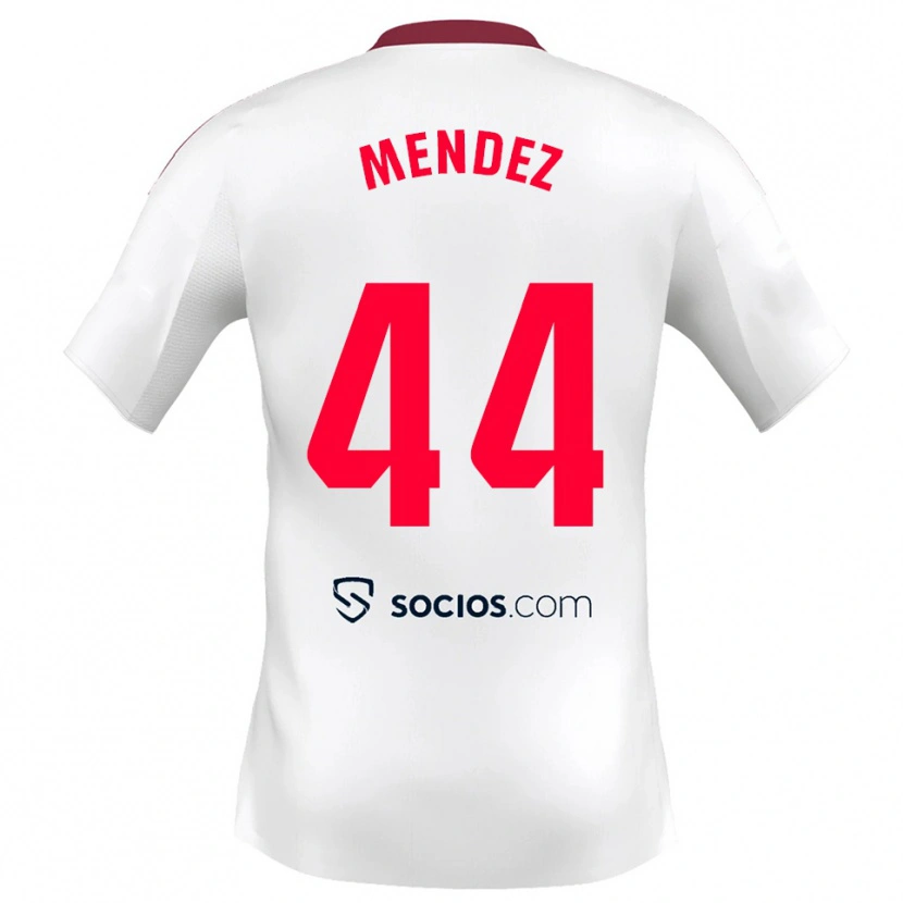 Danxen Hombre Camiseta Tomas Mendez #44 Blanco Rojo 1ª Equipación 2025/26 La Camisa