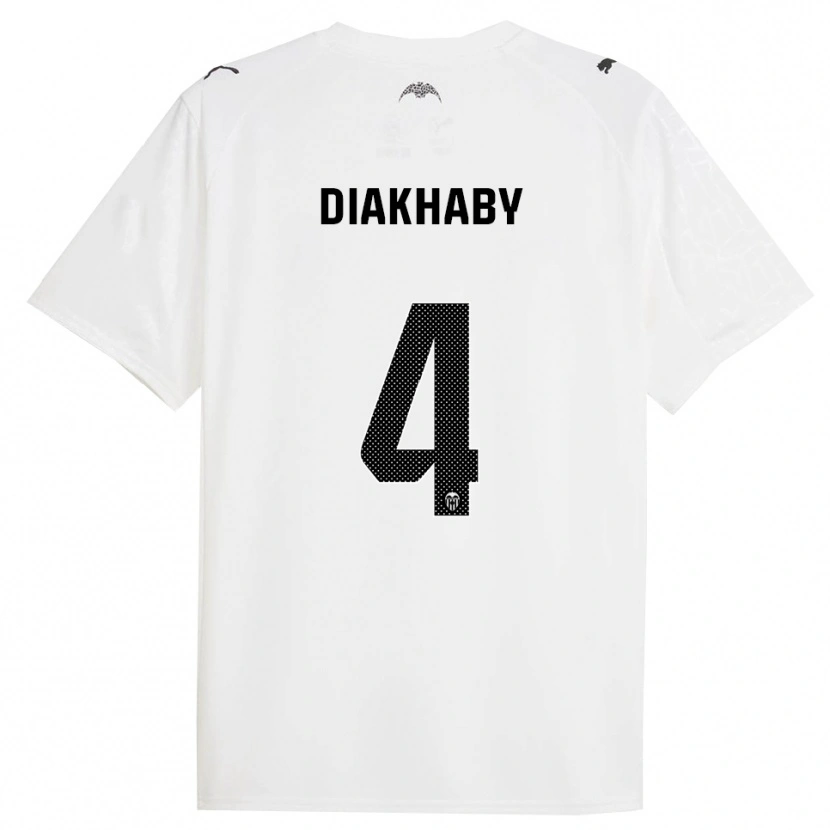Danxen Hombre Camiseta Mouctar Diakhaby #4 Blanco Negro 1ª Equipación 2025/26 La Camisa