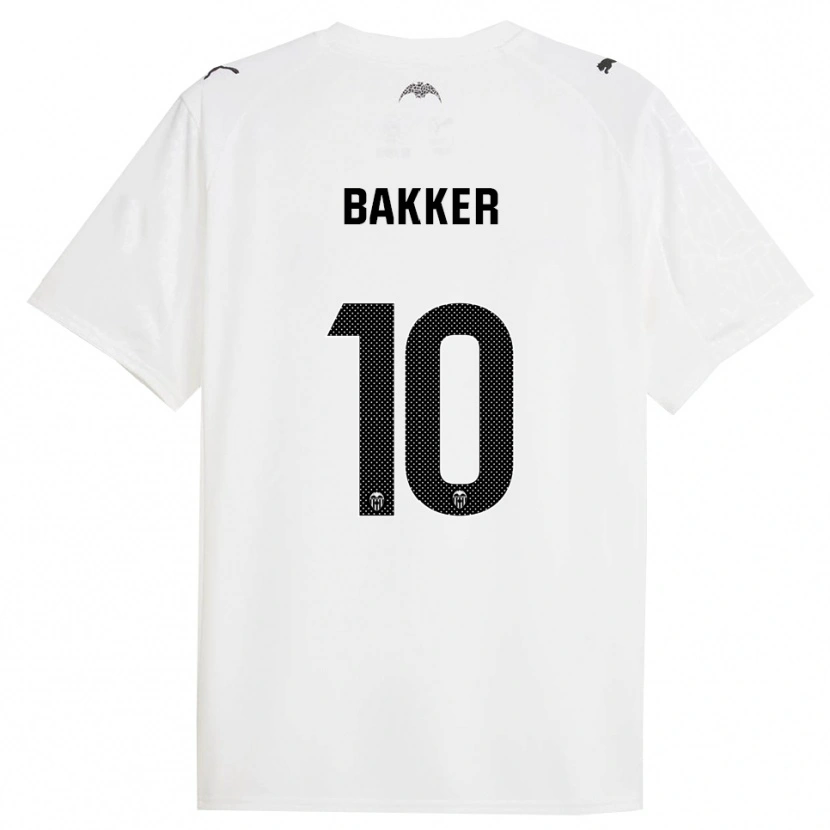 Danxen Hombre Camiseta Linda Bakker #10 Blanco Negro 1ª Equipación 2025/26 La Camisa