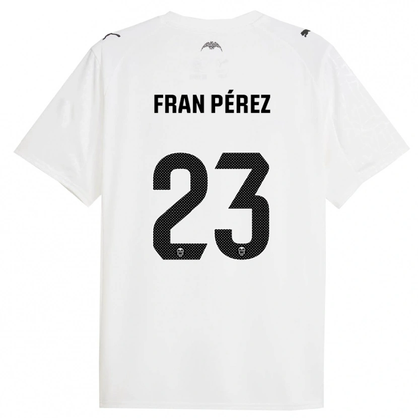 Danxen Hombre Camiseta Fran Pérez #23 Blanco Negro 1ª Equipación 2025/26 La Camisa