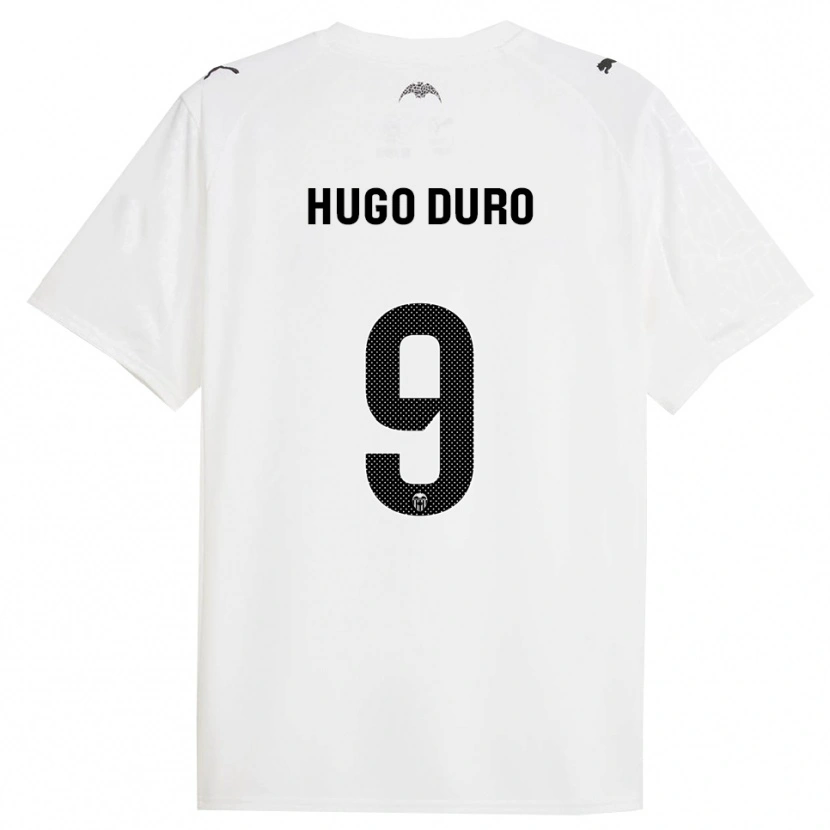 Danxen Hombre Camiseta Hugo Duro #9 Blanco Negro 1ª Equipación 2025/26 La Camisa