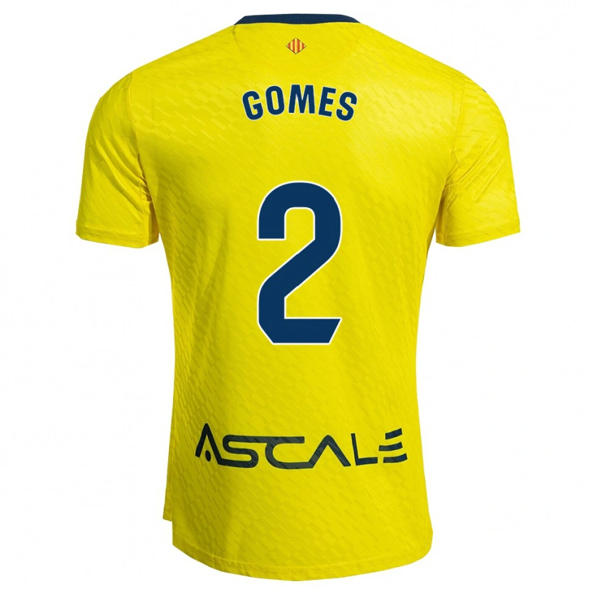 Danxen Hombre Camiseta Vique Gomes #2 Amarillo Marino 1ª Equipación 2025/26 La Camisa