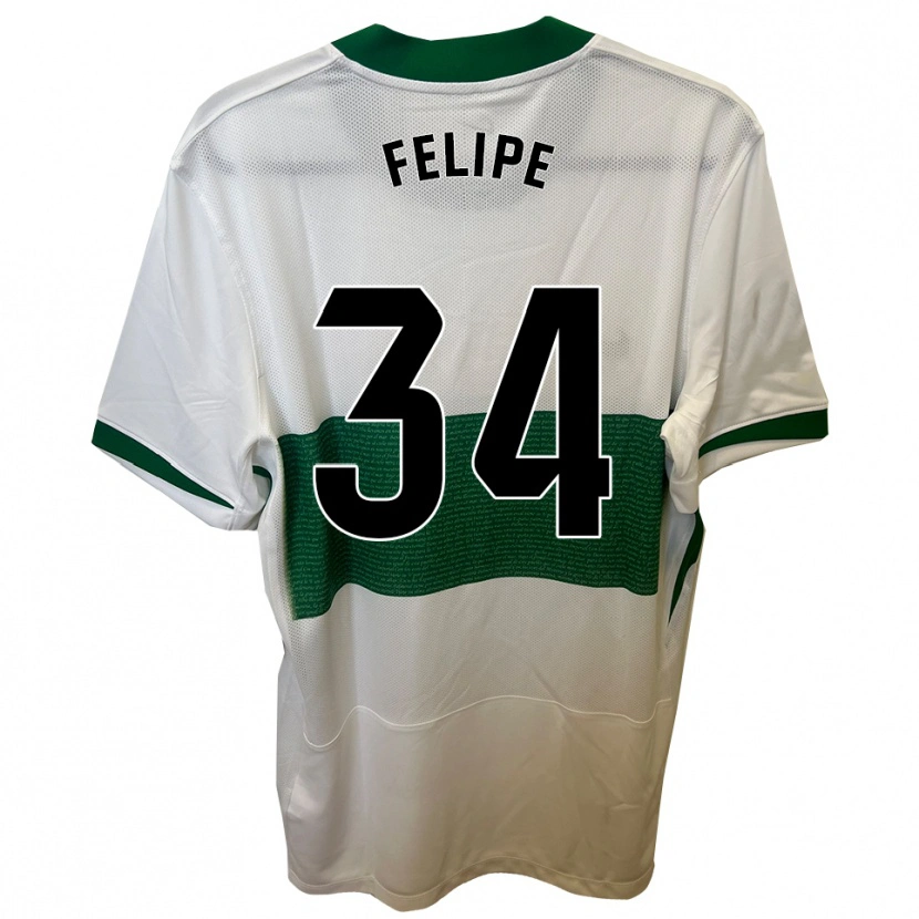 Danxen Hombre Camiseta Pablo Felipe #34 Blanco Verde 1ª Equipación 2025/26 La Camisa
