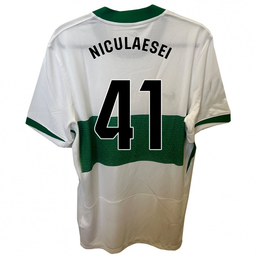 Danxen Hombre Camiseta Albert Niculăesei #41 Blanco Verde 1ª Equipación 2025/26 La Camisa