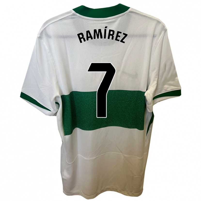 Danxen Hombre Camiseta Jalmar Ramírez #7 Blanco Verde 1ª Equipación 2025/26 La Camisa