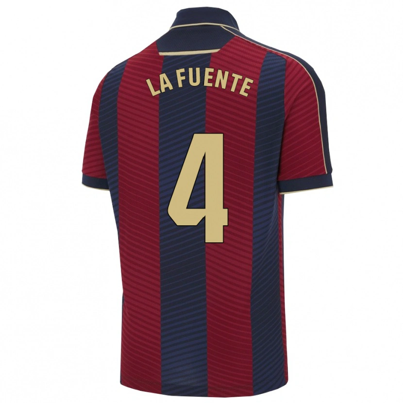 Danxen Hombre Camiseta Adrián De La Fuente #4 Rojo Marino 1ª Equipación 2025/26 La Camisa