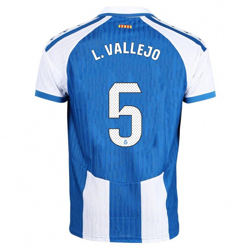 Danxen Hombre Camiseta Lucía Vallejo Blázquez #5 Azul Blanco 1ª Equipación 2025/26 La Camisa