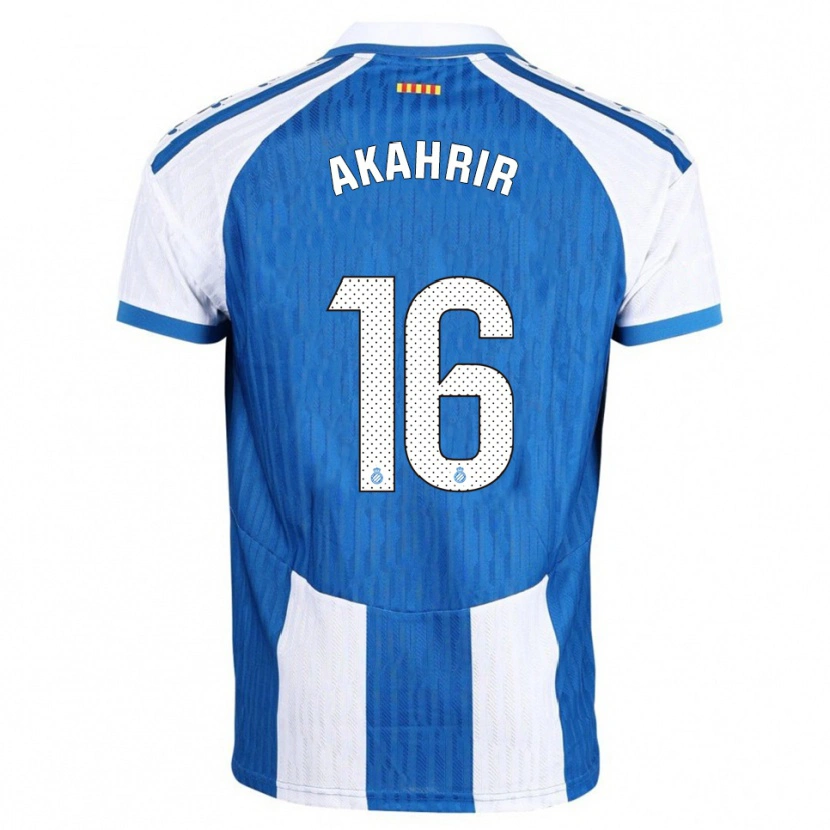 Danxen Hombre Camiseta Mohamed Akahrir #16 Azul Blanco 1ª Equipación 2025/26 La Camisa