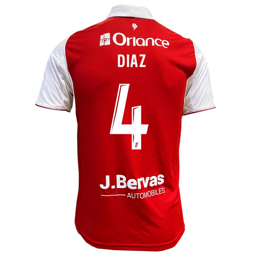 Danxen Hombre Camiseta Junior Diaz #4 Rojo Blanco 1ª Equipación 2025/26 La Camisa