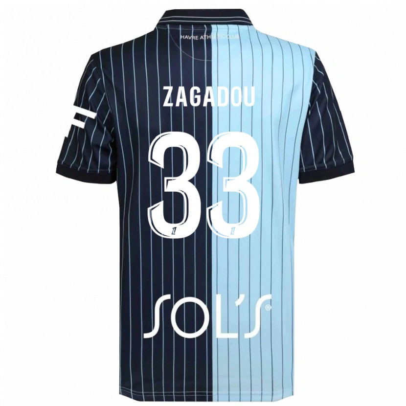 Danxen Hombre Camiseta Stephan Zagadou #33 Azul Marino Celeste 1ª Equipación 2025/26 La Camisa