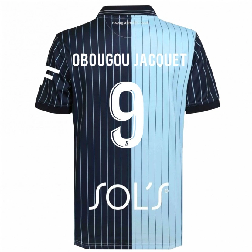 Danxen Hombre Camiseta Noam Obougou #9 Azul Marino Celeste 1ª Equipación 2025/26 La Camisa