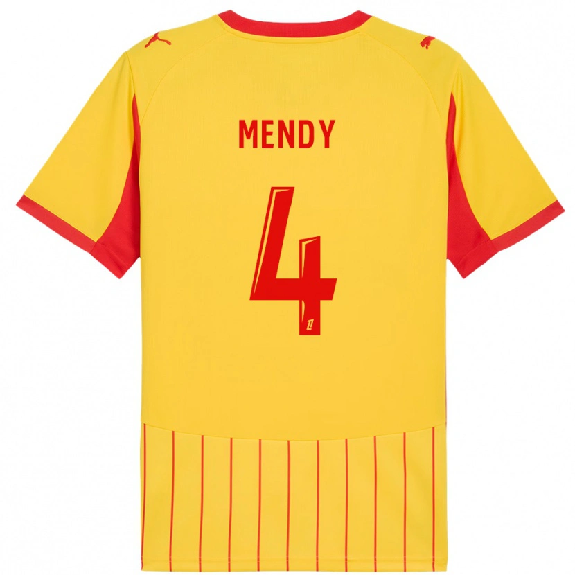 Danxen Hombre Camiseta Ellijah Mendy #4 Amarillo Rojo 1ª Equipación 2025/26 La Camisa