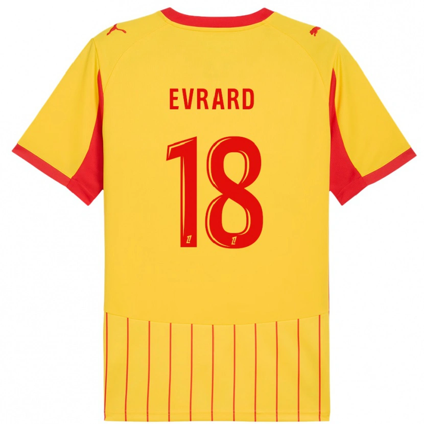 Danxen Hombre Camiseta Julia Evrard #18 Amarillo Rojo 1ª Equipación 2025/26 La Camisa