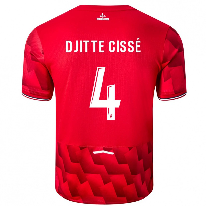 Danxen Hombre Camiseta Babacar Djitte Cissé #4 Rojo Blanco 1ª Equipación 2025/26 La Camisa