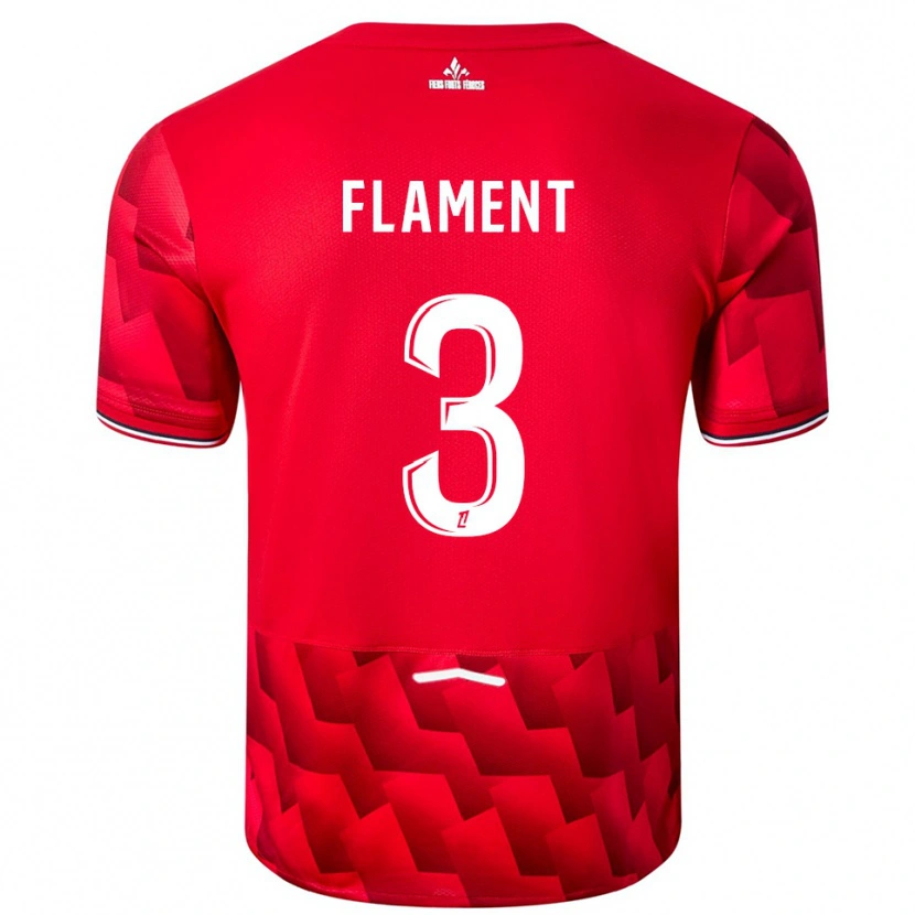 Danxen Hombre Camiseta Corentin Flament #3 Rojo Blanco 1ª Equipación 2025/26 La Camisa