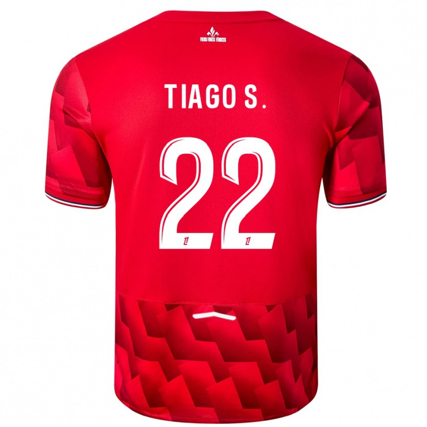 Danxen Hombre Camiseta Tiago Santos #22 Rojo Blanco 1ª Equipación 2025/26 La Camisa