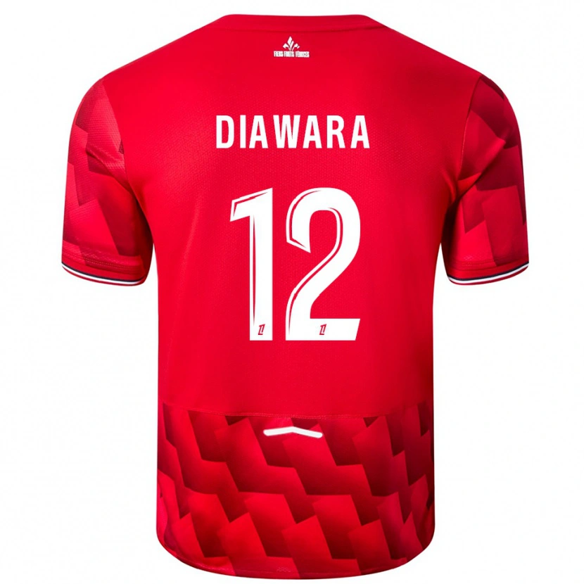 Danxen Hombre Camiseta Bakari Diawara #12 Rojo Blanco 1ª Equipación 2025/26 La Camisa