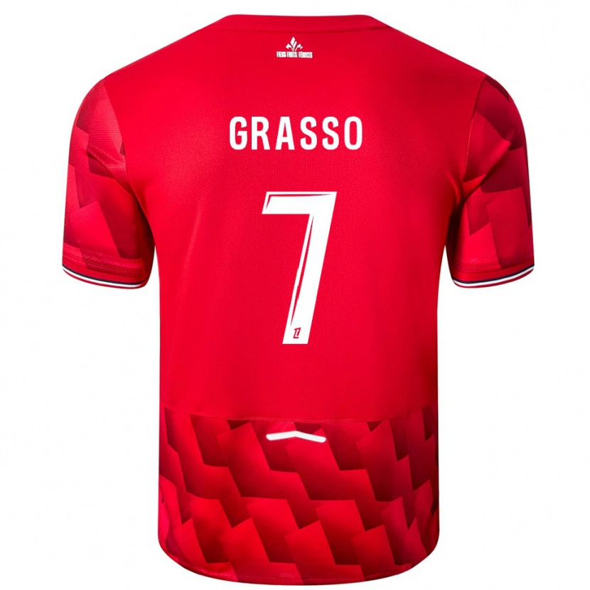 Danxen Hombre Camiseta Enzo Grasso #7 Rojo Blanco 1ª Equipación 2025/26 La Camisa