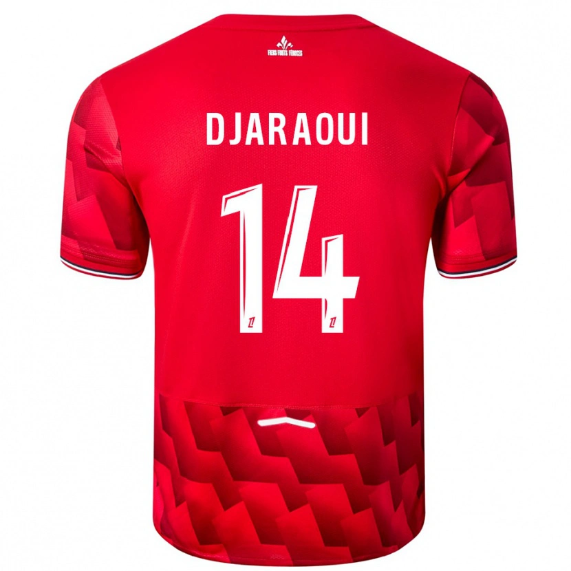 Danxen Hombre Camiseta Mehdi Djaraoui #14 Rojo Blanco 1ª Equipación 2025/26 La Camisa