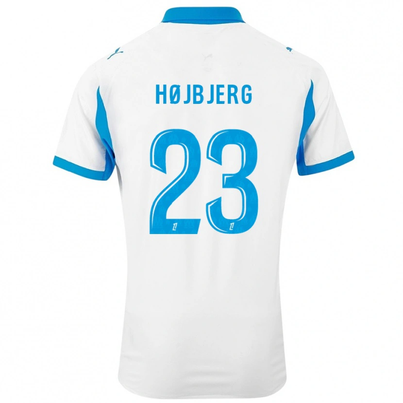 Danxen Hombre Camiseta Pierre-Emile Højbjerg #23 Blanco Celeste 1ª Equipación 2025/26 La Camisa