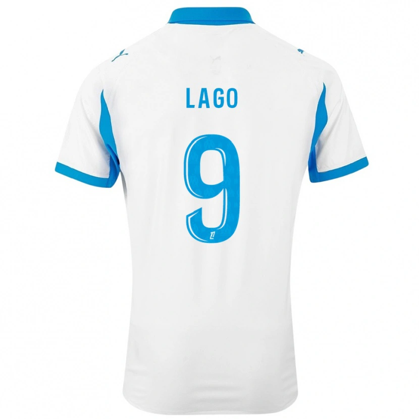 Danxen Hombre Camiseta Ange Lago #9 Blanco Celeste 1ª Equipación 2025/26 La Camisa