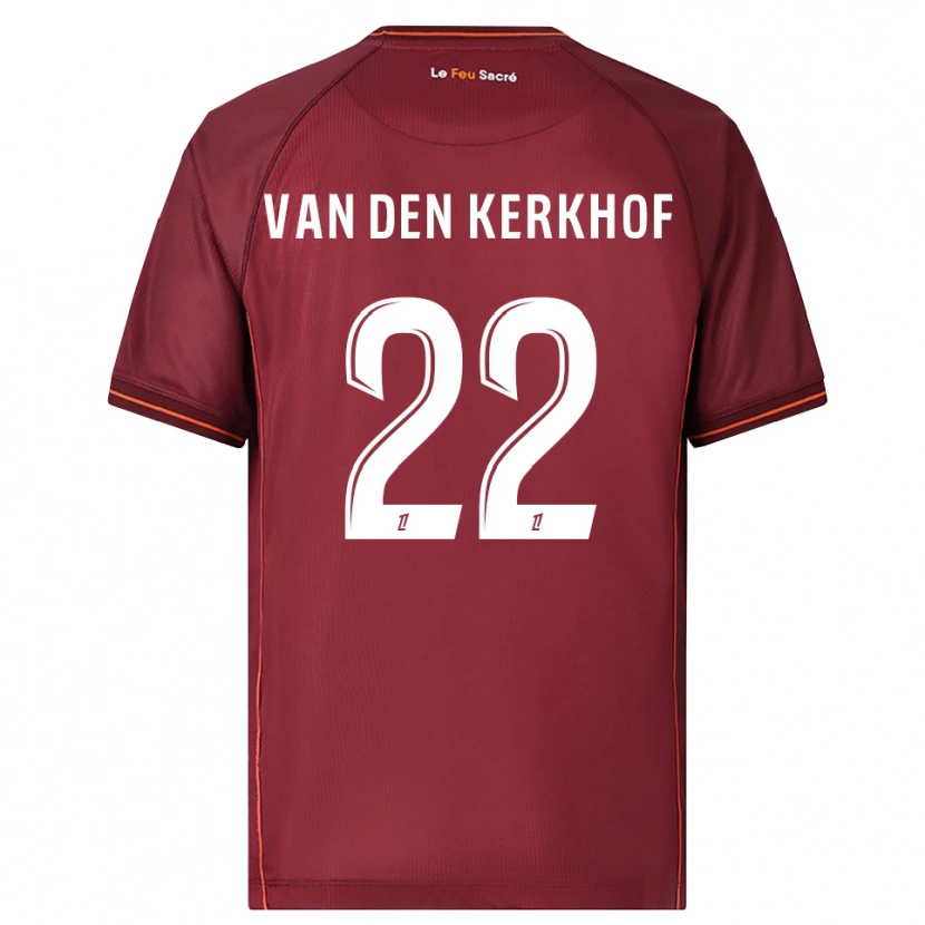 Danxen Hombre Camiseta Kevin Van Den Kerkhof #22 Burdeos Blanco 1ª Equipación 2025/26 La Camisa