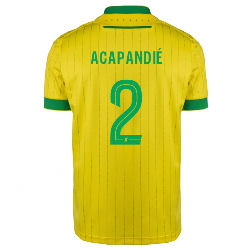 Danxen Hombre Camiseta Mathieu Acapandié #2 Amarillo Verde 1ª Equipación 2025/26 La Camisa