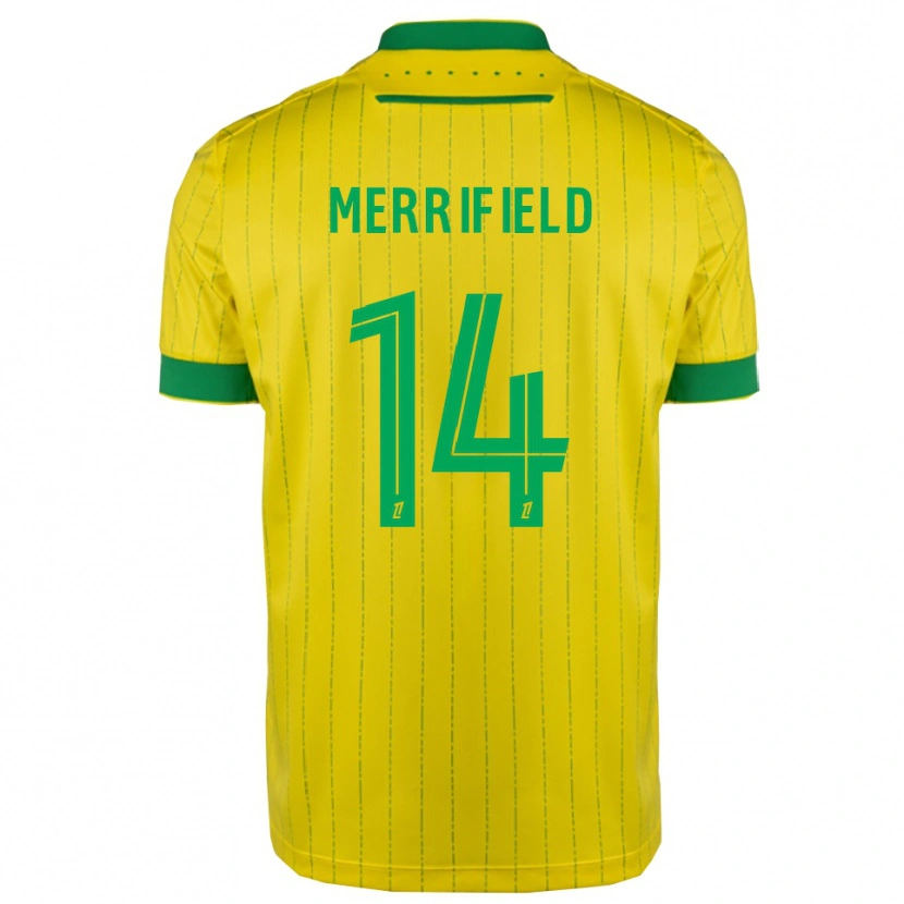 Danxen Hombre Camiseta Loan Merrifield #14 Amarillo Verde 1ª Equipación 2025/26 La Camisa