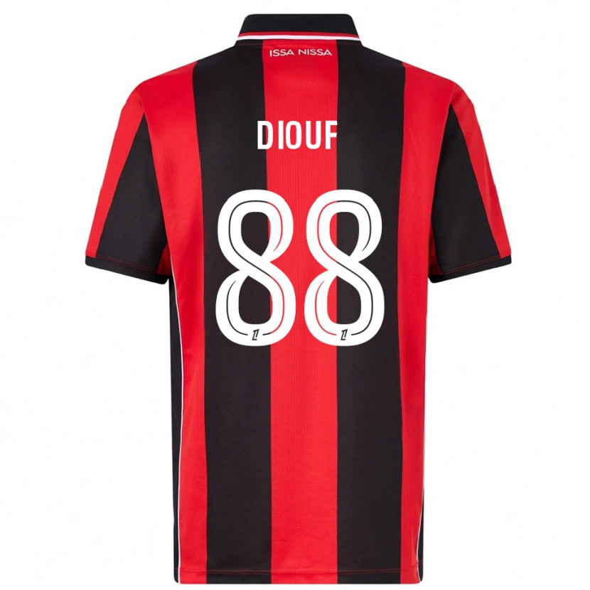 Danxen Hombre Camiseta Yehvann Diouf #88 Rojo Negro 1ª Equipación 2025/26 La Camisa