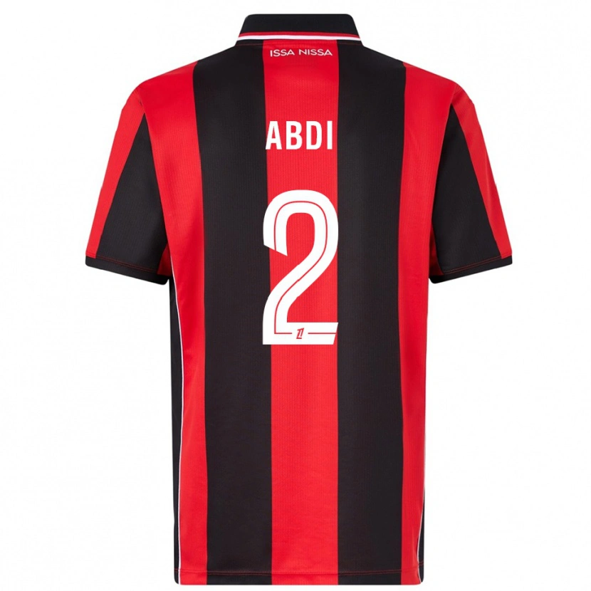 Danxen Hombre Camiseta Ali Abdi #2 Rojo Negro 1ª Equipación 2025/26 La Camisa
