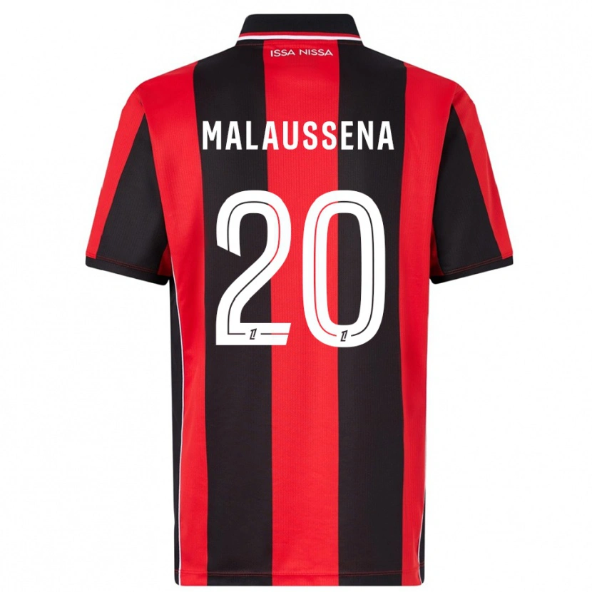 Danxen Hombre Camiseta Angela Malaussena #20 Rojo Negro 1ª Equipación 2025/26 La Camisa