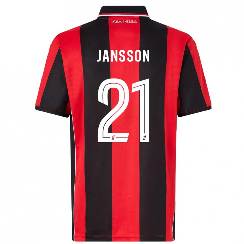 Danxen Hombre Camiseta Isak Jansson #21 Rojo Negro 1ª Equipación 2025/26 La Camisa