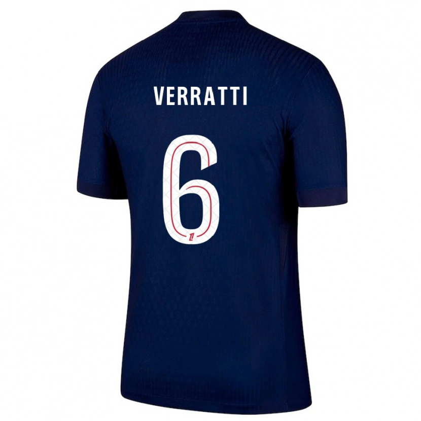 Danxen Hombre Camiseta Marco Verratti #6 Azul Marino Rojo 1ª Equipación 2025/26 La Camisa