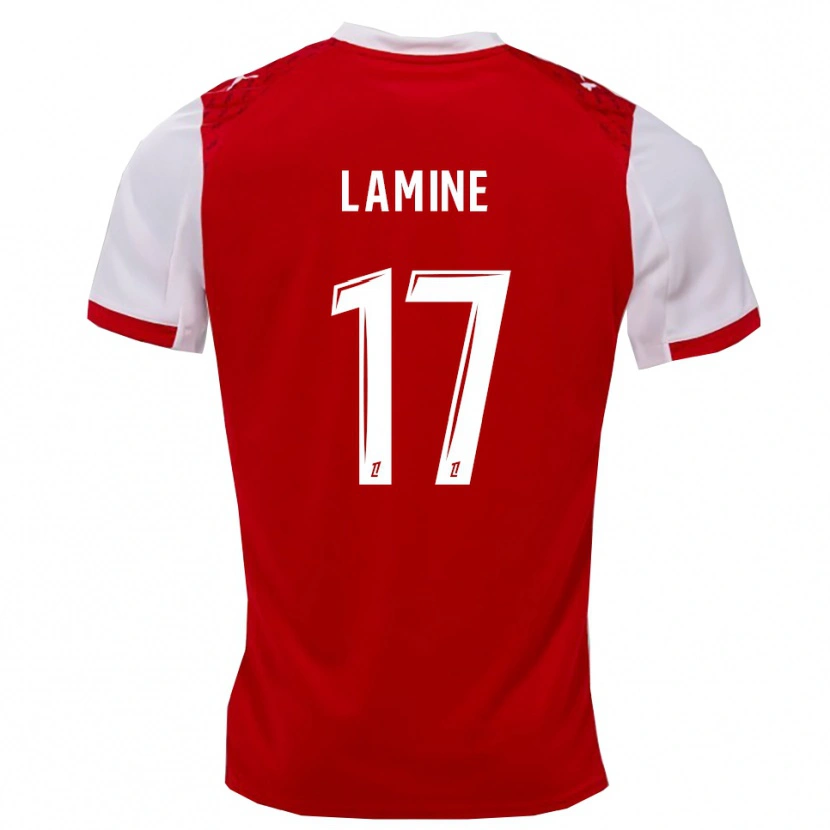 Danxen Hombre Camiseta Mana Lamine #17 Rojo Blanco 1ª Equipación 2025/26 La Camisa
