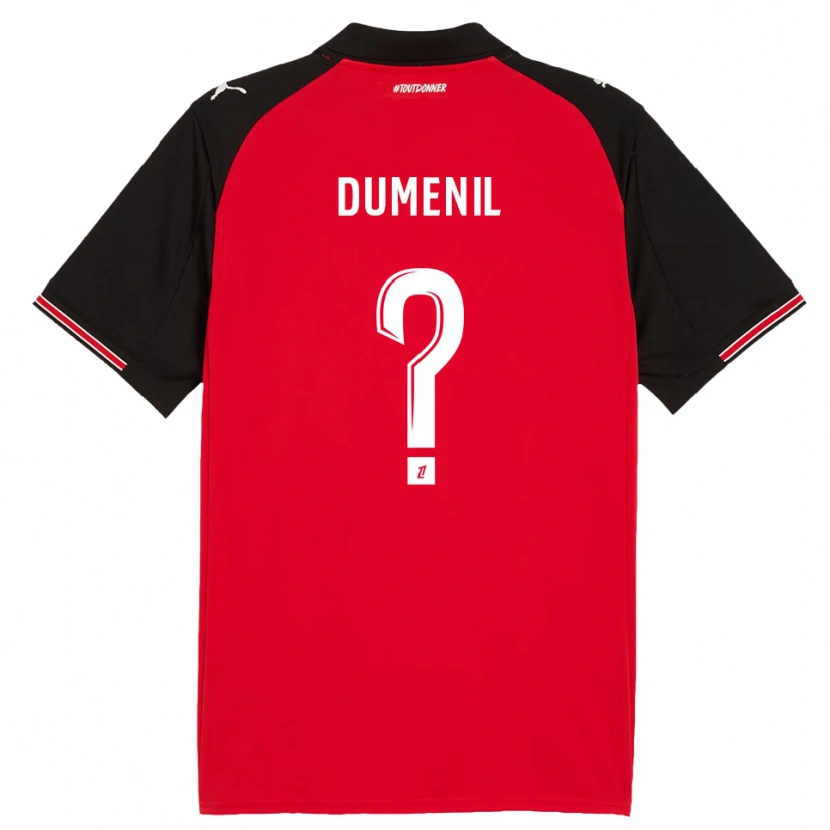 Danxen Hombre Camiseta Kylian Dumenil #0 Rojo Negro 1ª Equipación 2025/26 La Camisa