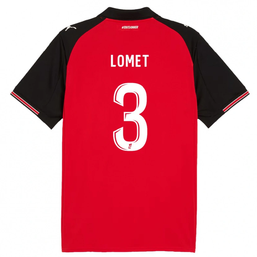 Danxen Hombre Camiseta Ruben Lomet #3 Rojo Negro 1ª Equipación 2025/26 La Camisa