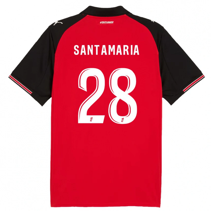 Danxen Hombre Camiseta Baptiste Santamaria #28 Rojo Negro 1ª Equipación 2025/26 La Camisa