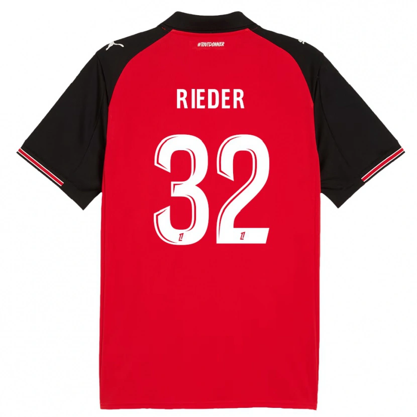 Danxen Hombre Camiseta Fabian Rieder #32 Rojo Negro 1ª Equipación 2025/26 La Camisa