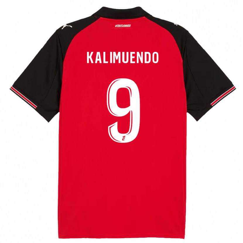 Danxen Hombre Camiseta Arnaud Kalimuendo #9 Rojo Negro 1ª Equipación 2025/26 La Camisa