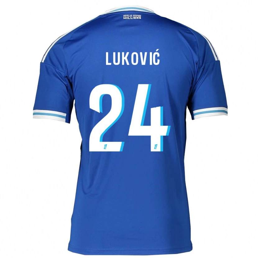 Danxen Hombre Camiseta Milos Lukovic #24 Azul Blanco 1ª Equipación 2025/26 La Camisa