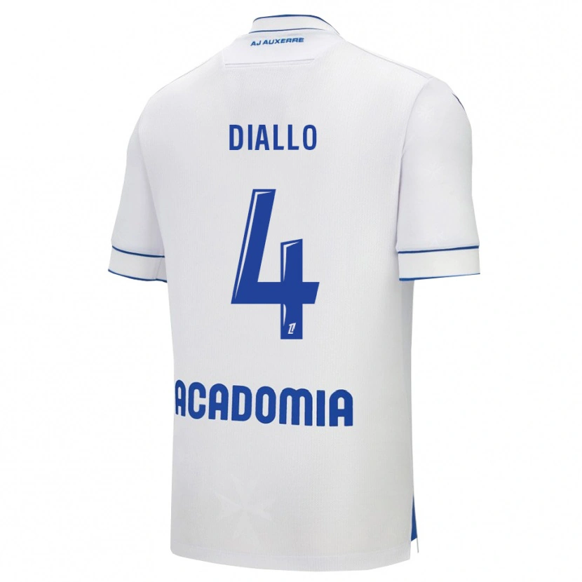 Danxen Hombre Camiseta Ibrahim Diallo #4 Blanco Azul 1ª Equipación 2025/26 La Camisa