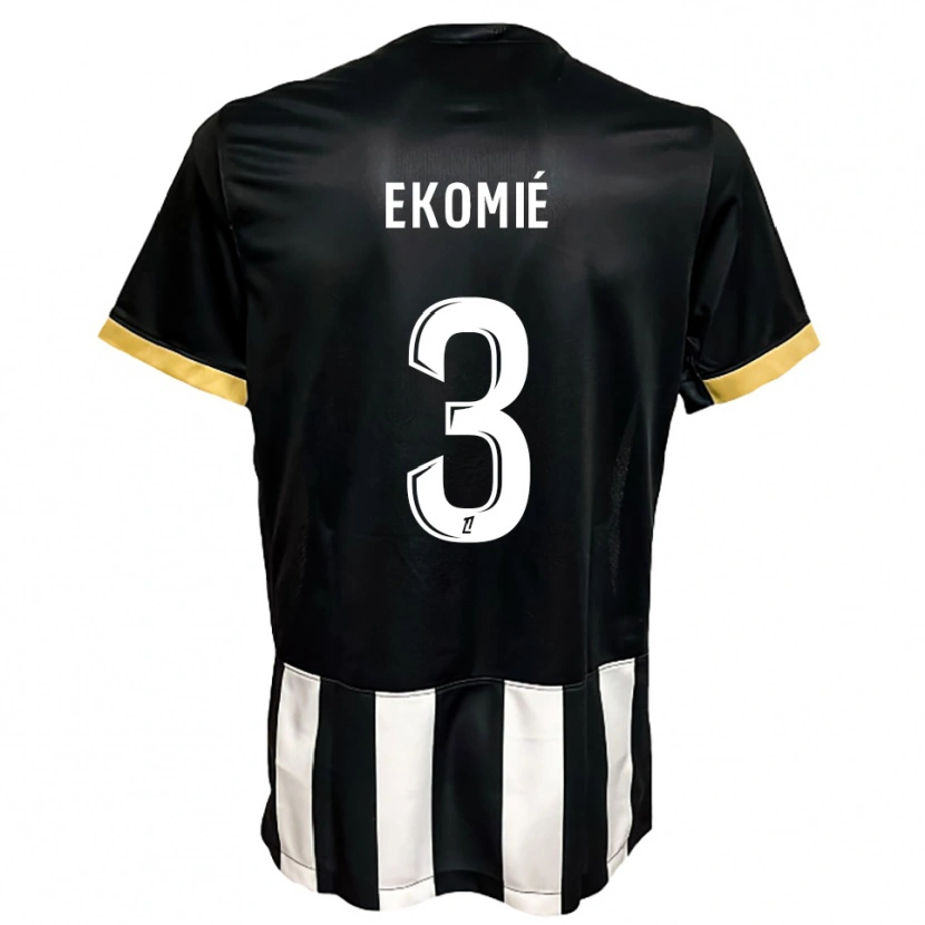 Danxen Hombre Camiseta Jacques Ekomié #3 Negro Blanco 1ª Equipación 2025/26 La Camisa