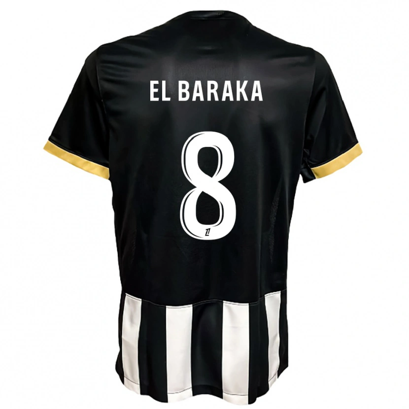 Danxen Hombre Camiseta Jibril El Baraka #8 Negro Blanco 1ª Equipación 2025/26 La Camisa