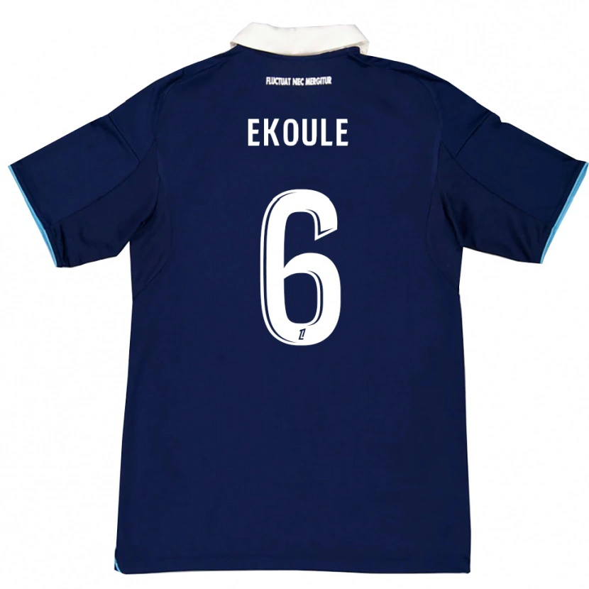 Danxen Hombre Camiseta Lionel Ekoule #6 Azul Oscuro Blanco 1ª Equipación 2025/26 La Camisa