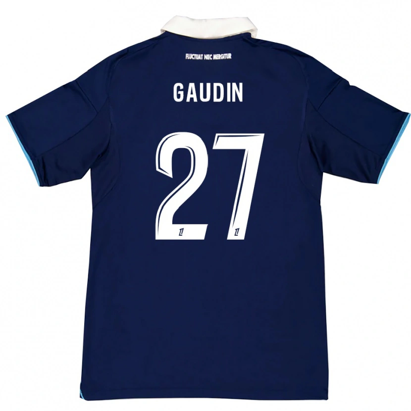 Danxen Hombre Camiseta Jules Gaudin #27 Azul Oscuro Blanco 1ª Equipación 2025/26 La Camisa
