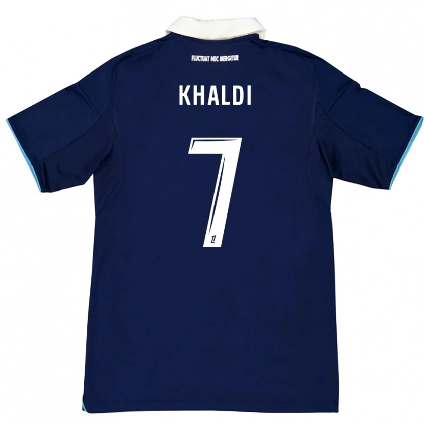 Danxen Hombre Camiseta Zakarya Khaldi #7 Azul Oscuro Blanco 1ª Equipación 2025/26 La Camisa