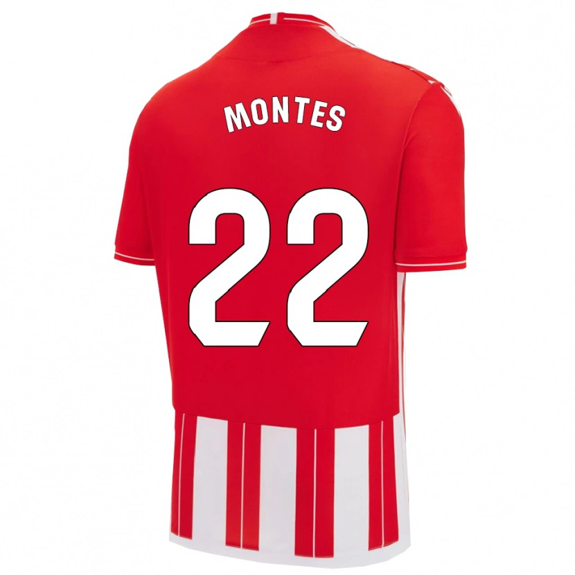 Danxen Hombre Camiseta César Montes #22 Rojo Blanco 1ª Equipación 2025/26 La Camisa