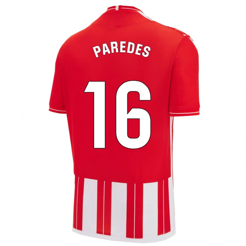 Danxen Hombre Camiseta Yago Paredes #16 Rojo Blanco 1ª Equipación 2025/26 La Camisa
