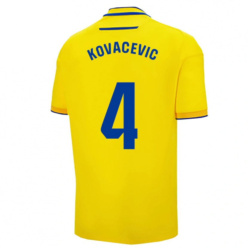 Danxen Hombre Camiseta Bojan Kovacevic #4 Amarillo Marino 1ª Equipación 2025/26 La Camisa